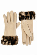 JA219 Beige Leopard Cuff Gloves