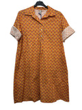 VC24002DLORA Cotton Geometric Shirt Dress Orange
