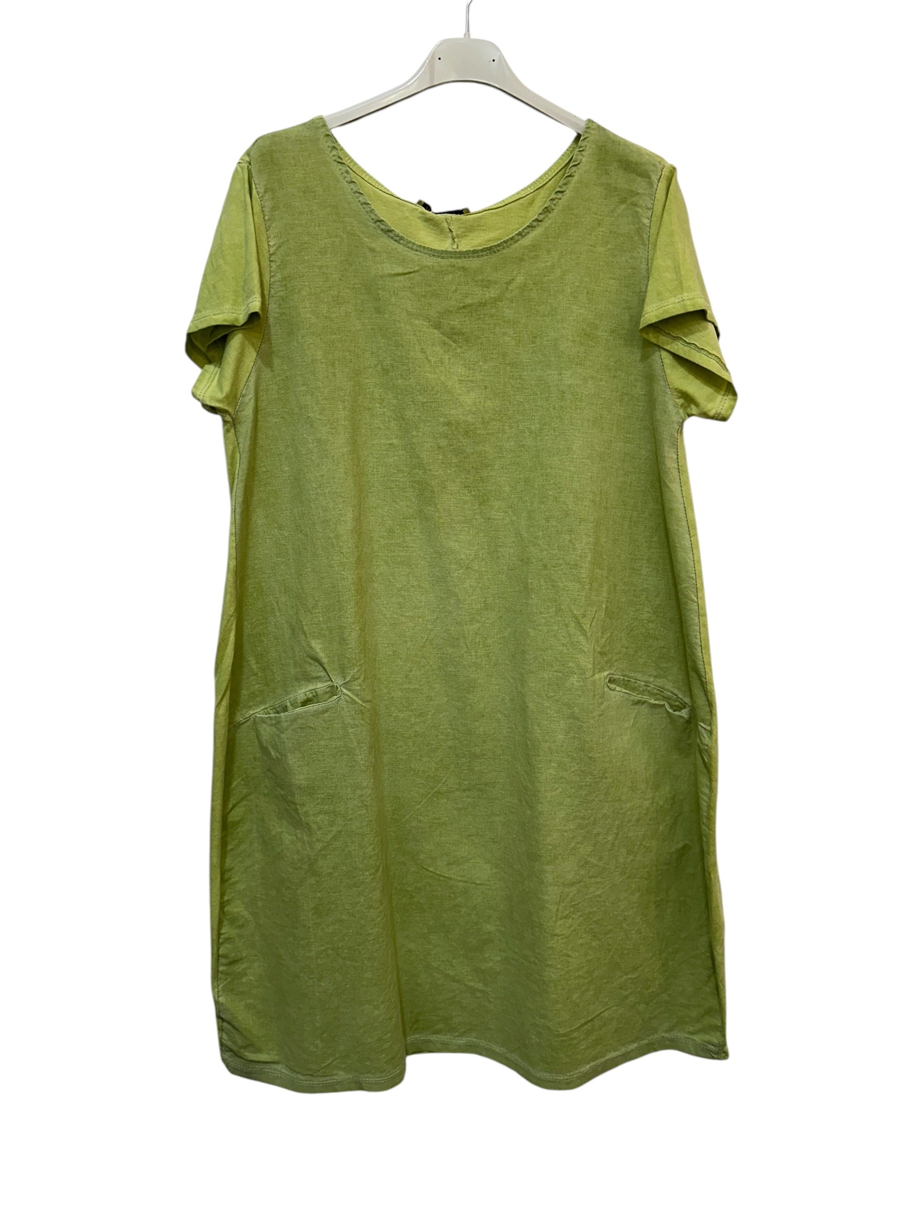 VC9537ANI Cotton-Linen Pocket Dress Anise Green