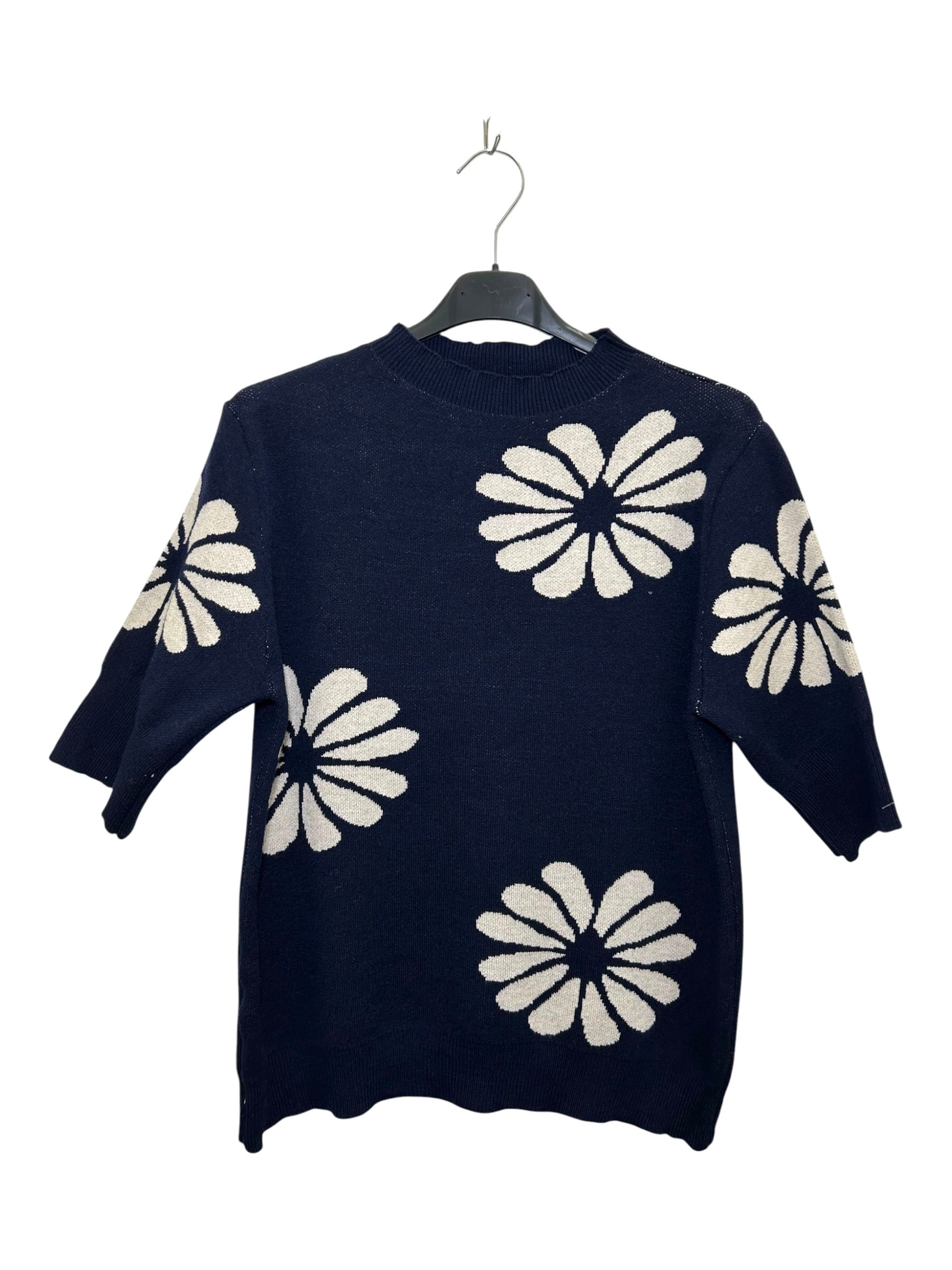 VM61 Navy Floral Print Sleeveless Sweater