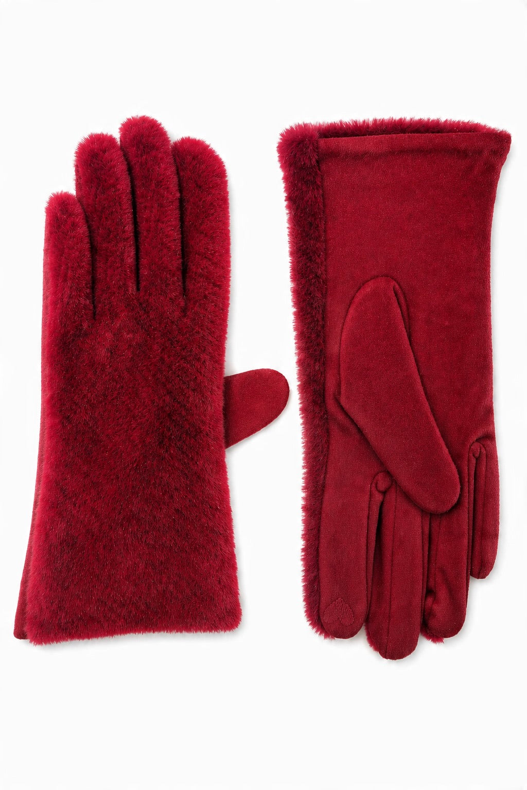 JA229 Red Plush Fur Gloves