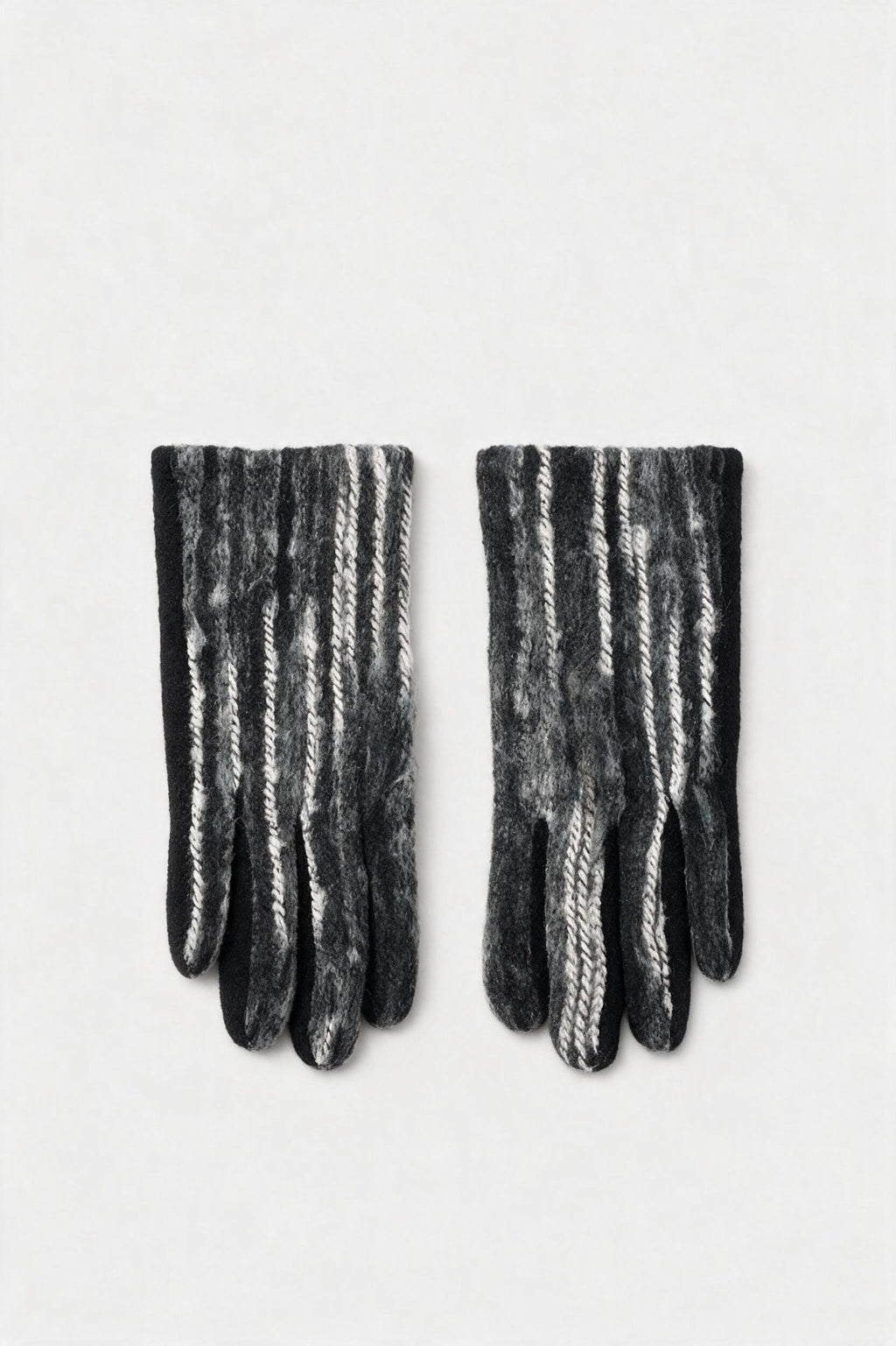 JA406 Black Striped Knit Gloves
