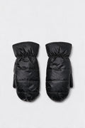 JA329 Black Metallic Puffer Mittens