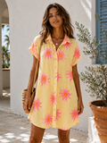 IVT260714YL Cotton Sun Print Shirt Dress Yellow