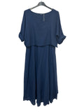 VC2PCSNAV Cotton Two-Piece Midi Dress Set Navy