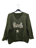 VM77 Khaki Rock Print Teddy Sweater