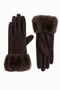 JA233 Brown Fur Cuff Gloves
