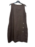 VC1302LCHO Linen Strap Dress Chocolate