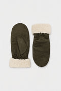 JA197 Olive Sherpa Suede Mittens