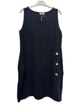 VC1302LNAV Linen Strap Dress Navy