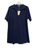VC6826NAV Cotton Polo V-Neck Dress Navy