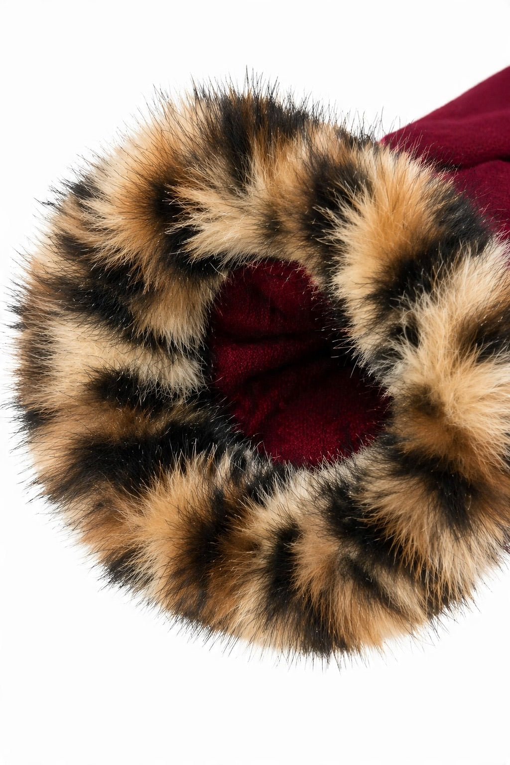 JA222 Wine Leopard Cuff Gloves