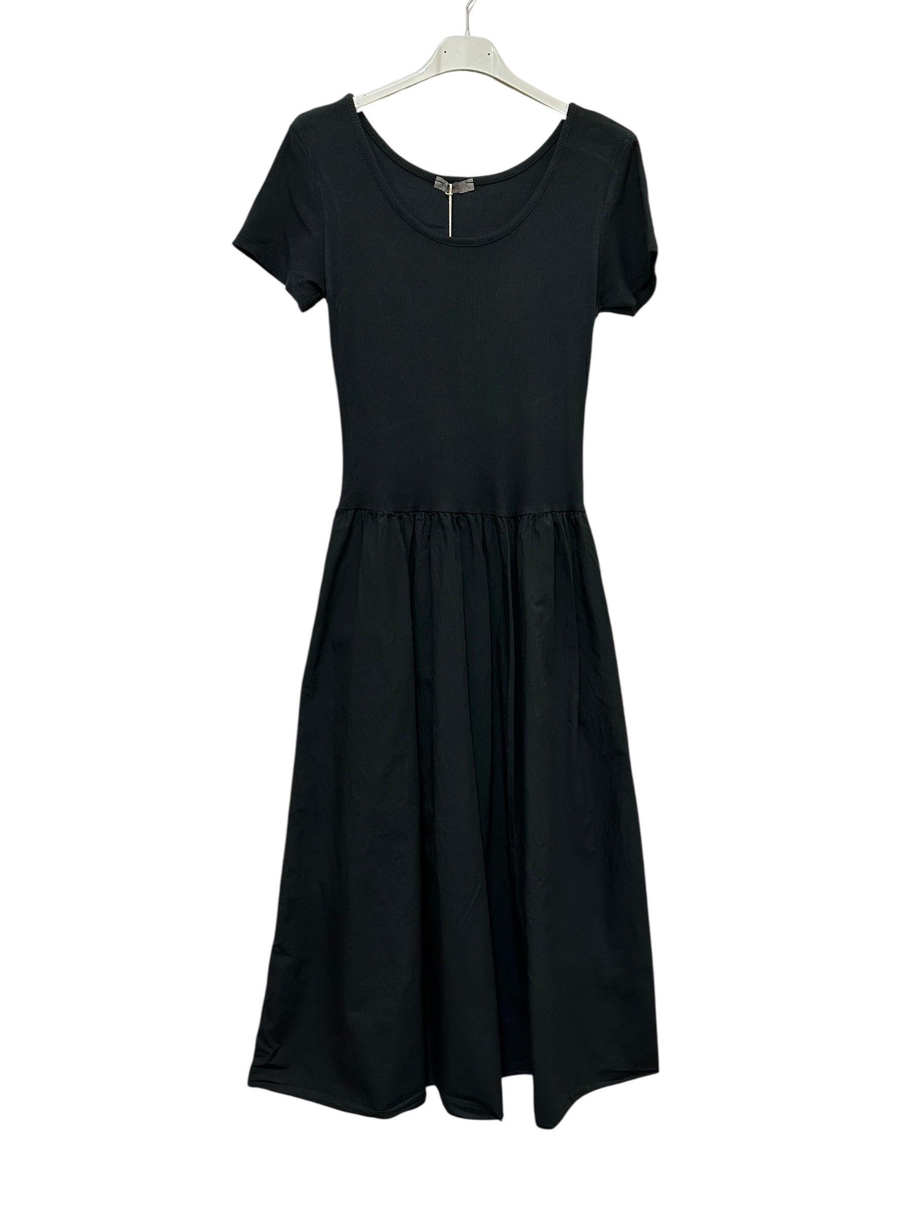 VC842131BLA Two-Tone Midi Dress Black