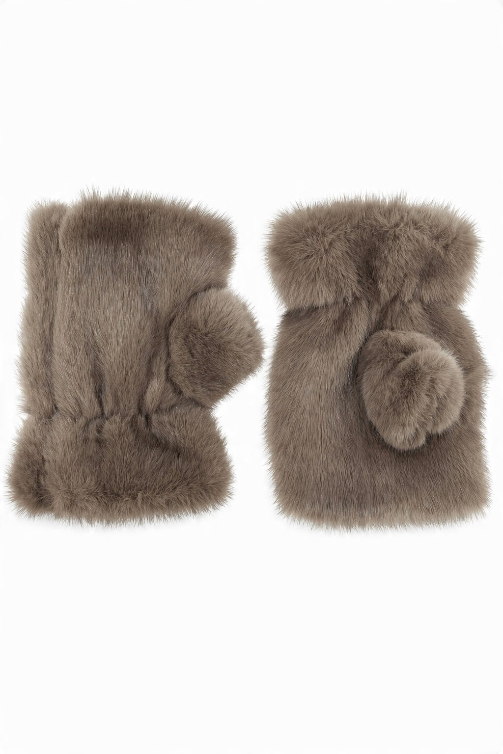 JA215 Taupe Fingerless Fur Gloves
