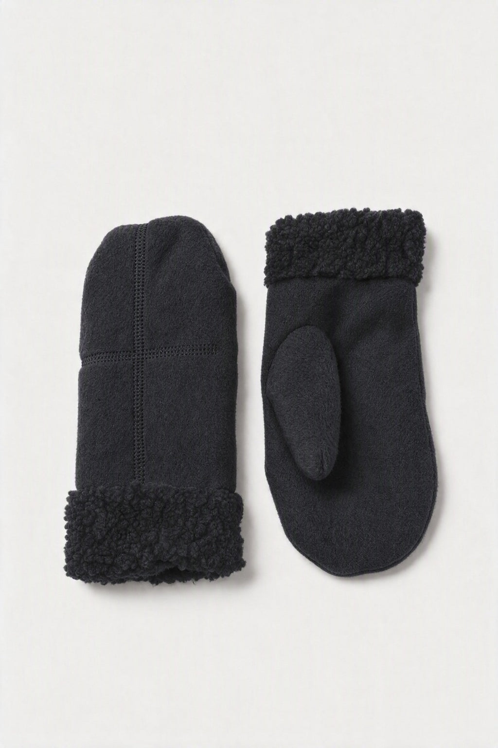 JA292 Black Sherpa Trim Mittens