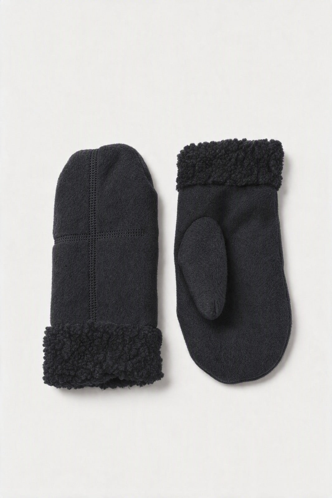 JA292 Black Sherpa Trim Mittens