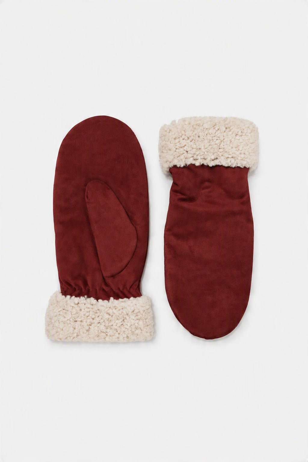 JA196 Wine Sherpa Suede Mittens