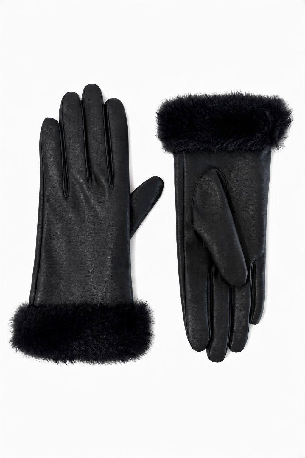 JA279 Black Faux Leather Gloves