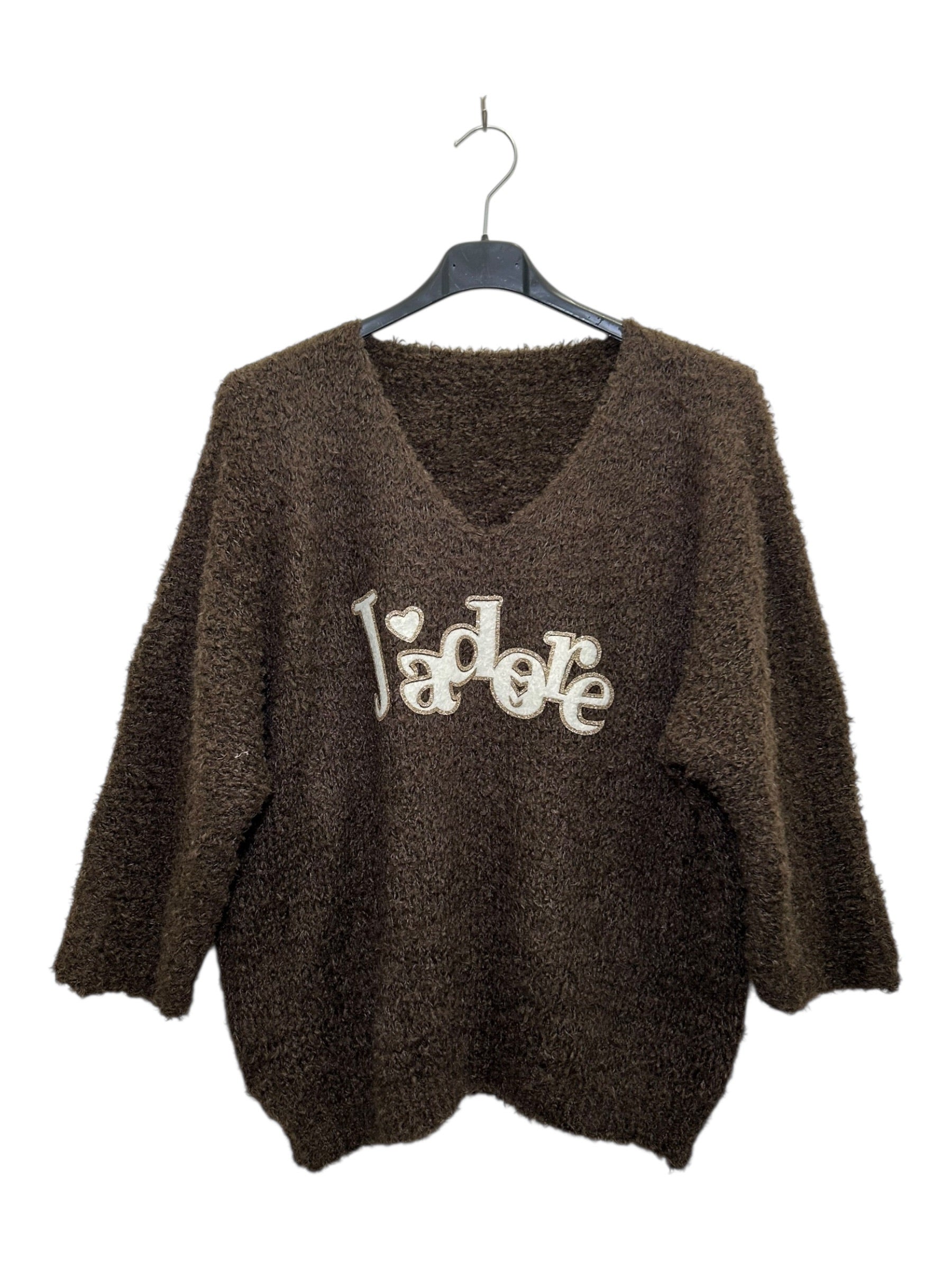 VM80 Chocolate Adore Print Teddy Sweater