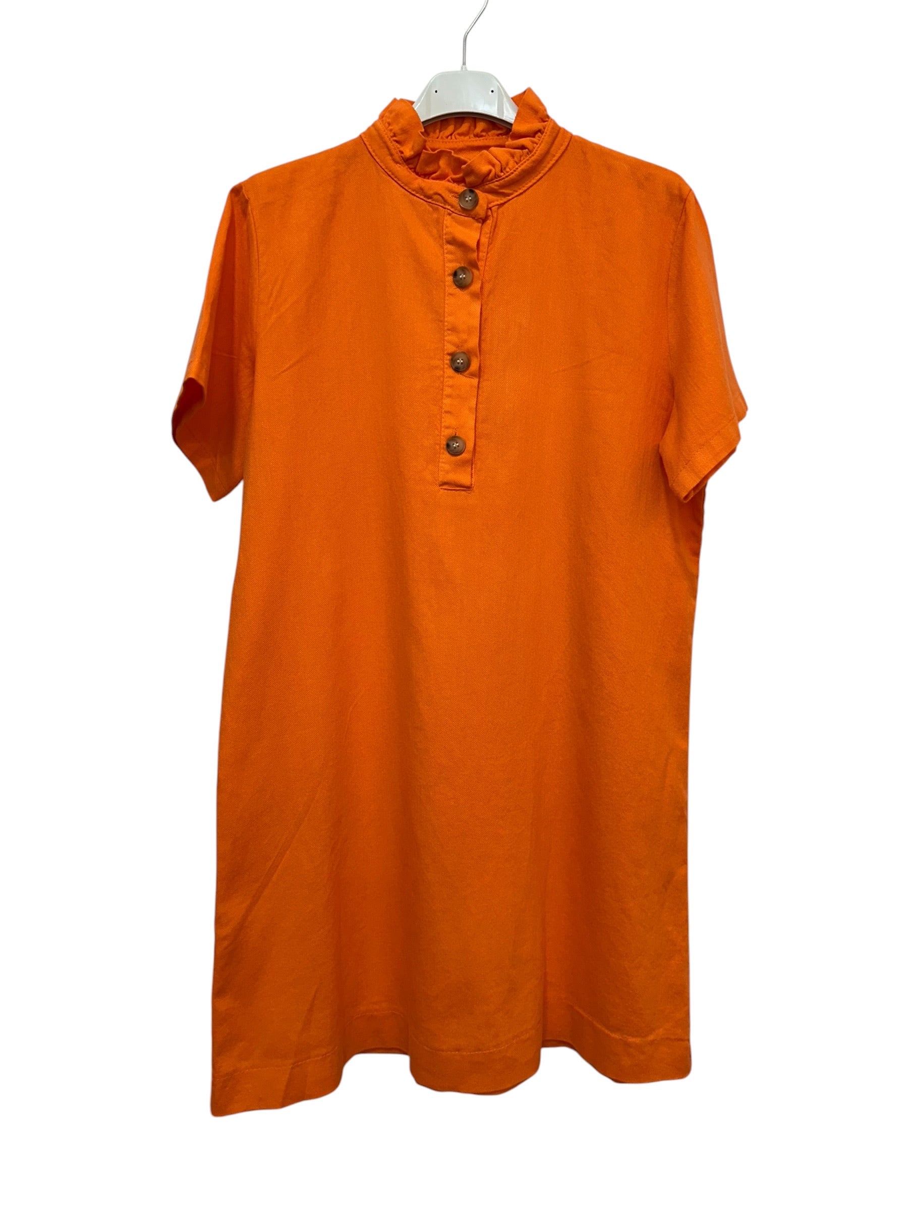 VC68231ORA Cotton Victorian-Collar Tunic Dress Orange