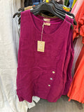 VC1302LPLU Linen Strap Dress Plum