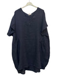VC2820NAV Oversized Linen Tunic Dress Navy