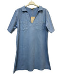 VC6826SKY Cotton Polo V-Neck Dress Sky Blue