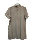 VC68231BEI Cotton Victorian-Collar Tunic Dress Beige
