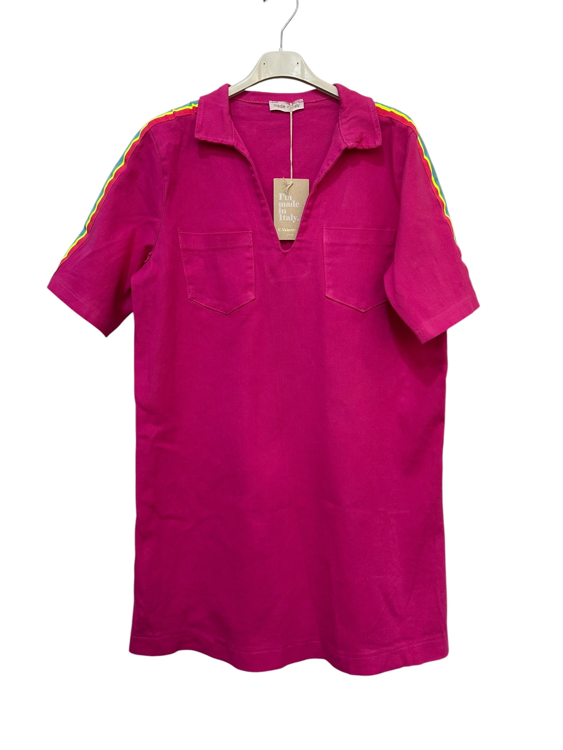 VC68262FUC Cotton Polo Dress Fuchsia