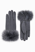 JA183 Grey Fur Cuff Gloves