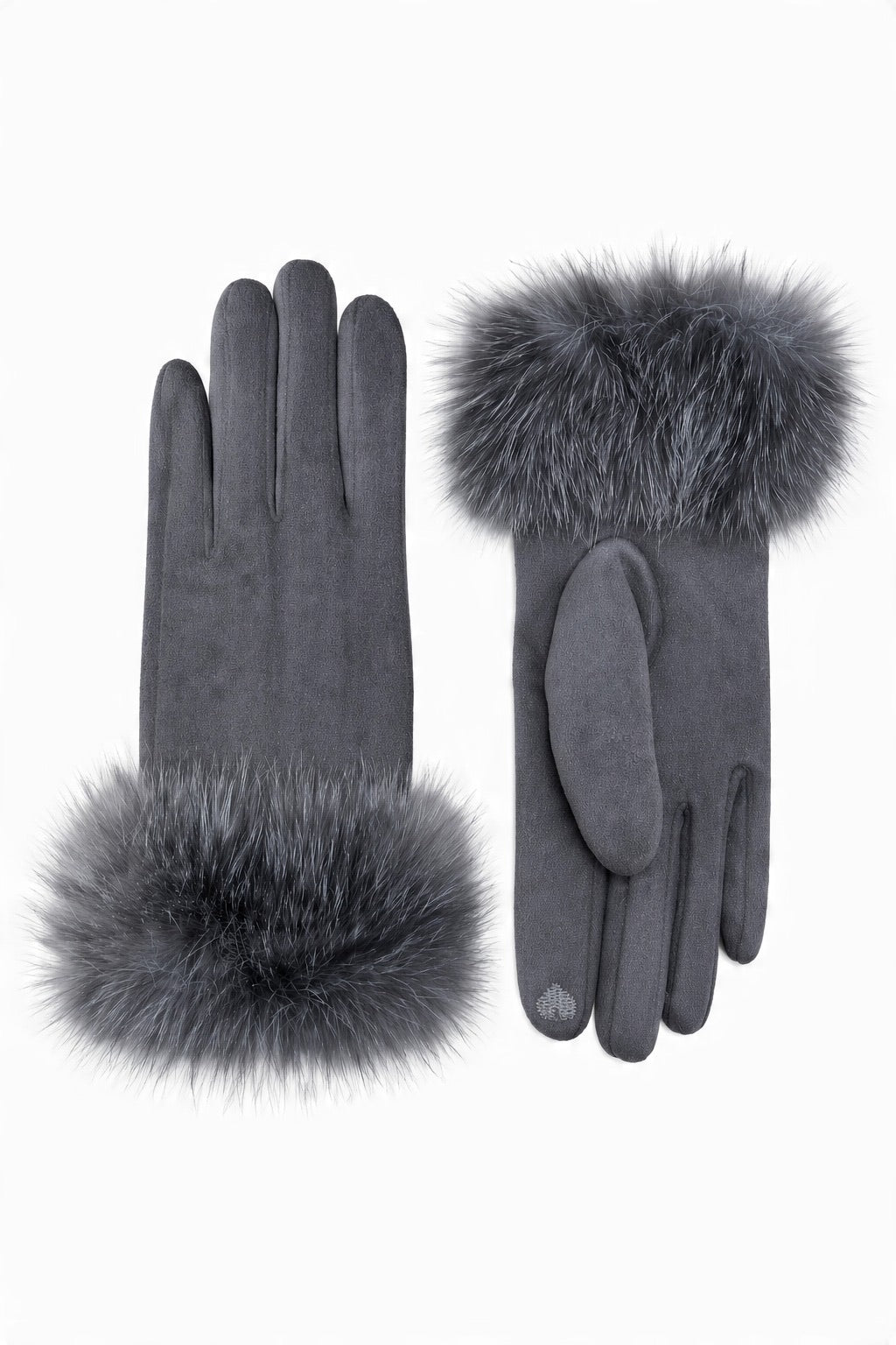 JA183 Grey Fur Cuff Gloves