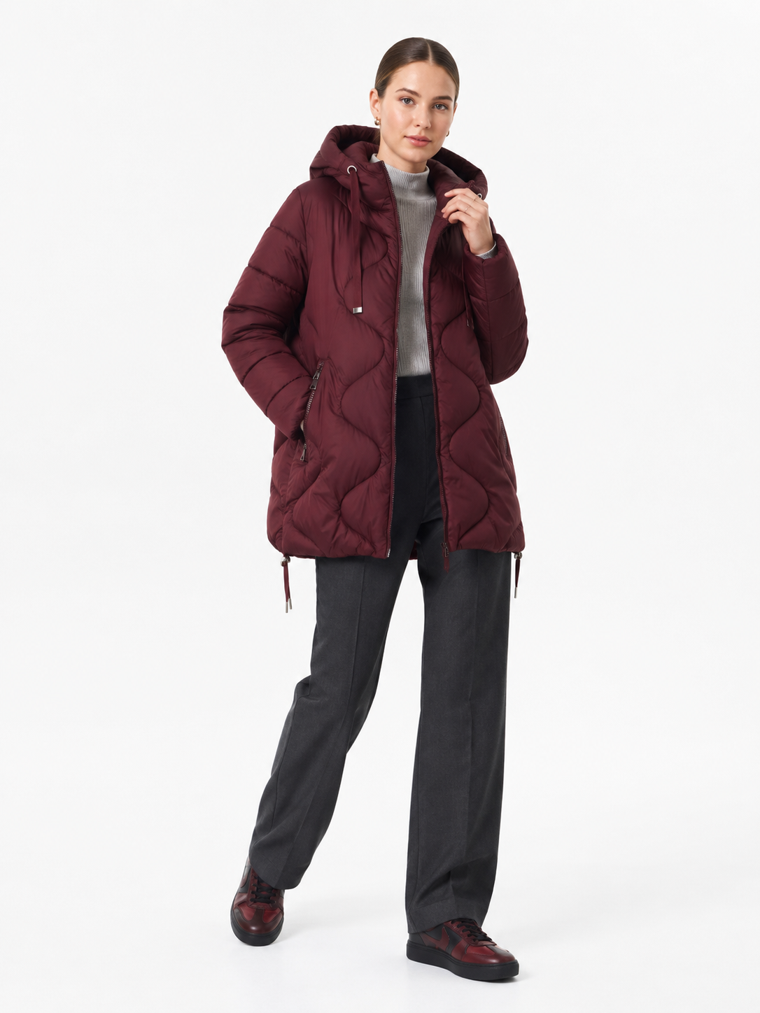 SF001 Belted Hooded Puffer Coat