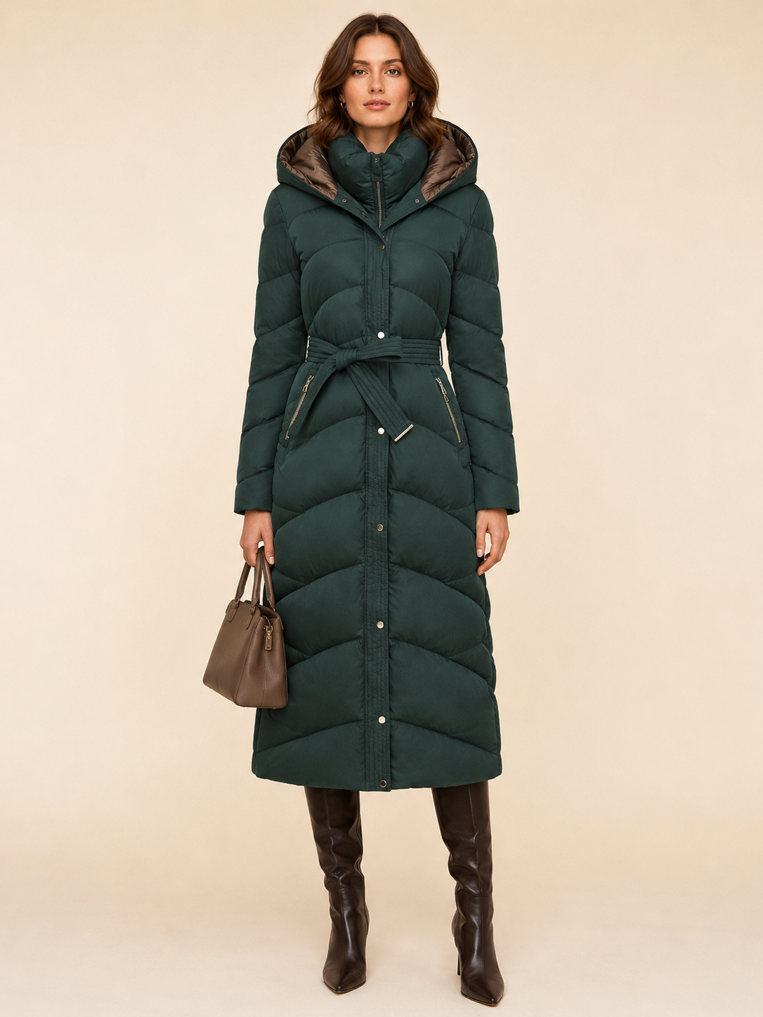 SF002 Belted Maxi Puffer Coat