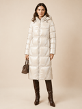 SF007 Metallic Hooded Puffer Coat
