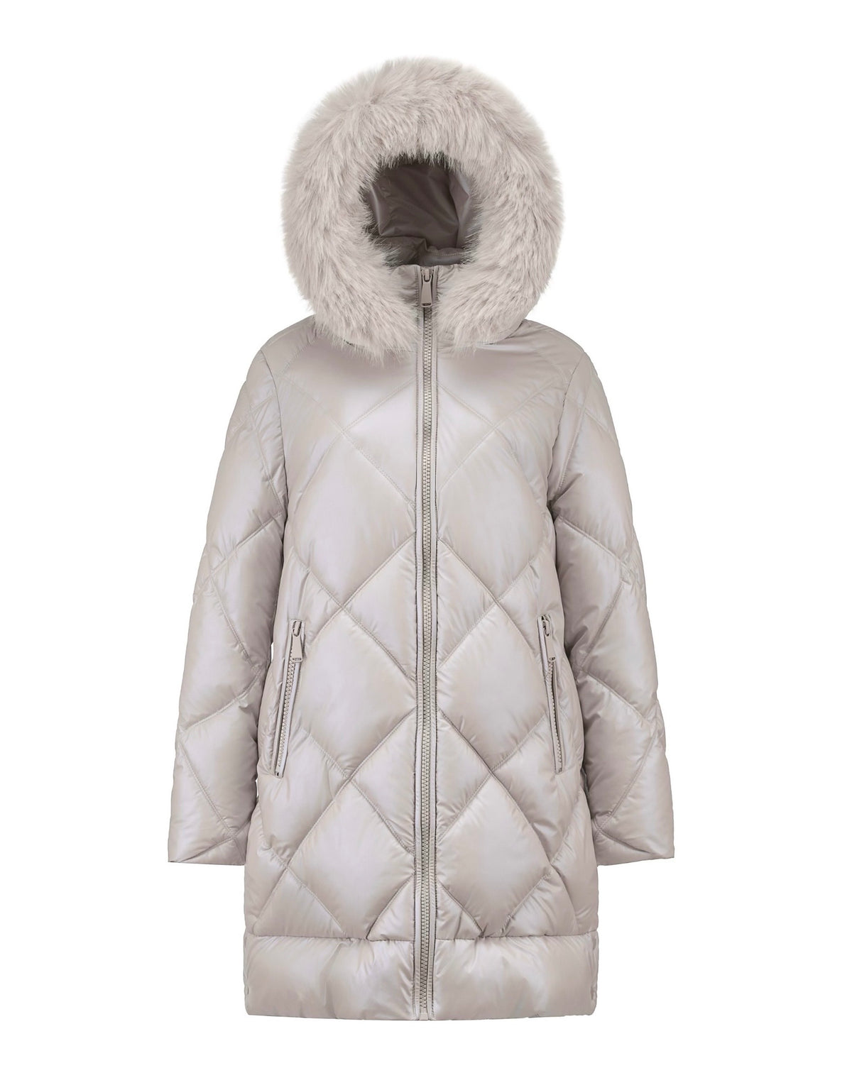 SF008 Diamond-Quilted Hooded Puffer Coat