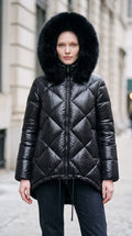SF011 Fur-Hood Drawstring Puffer Coat