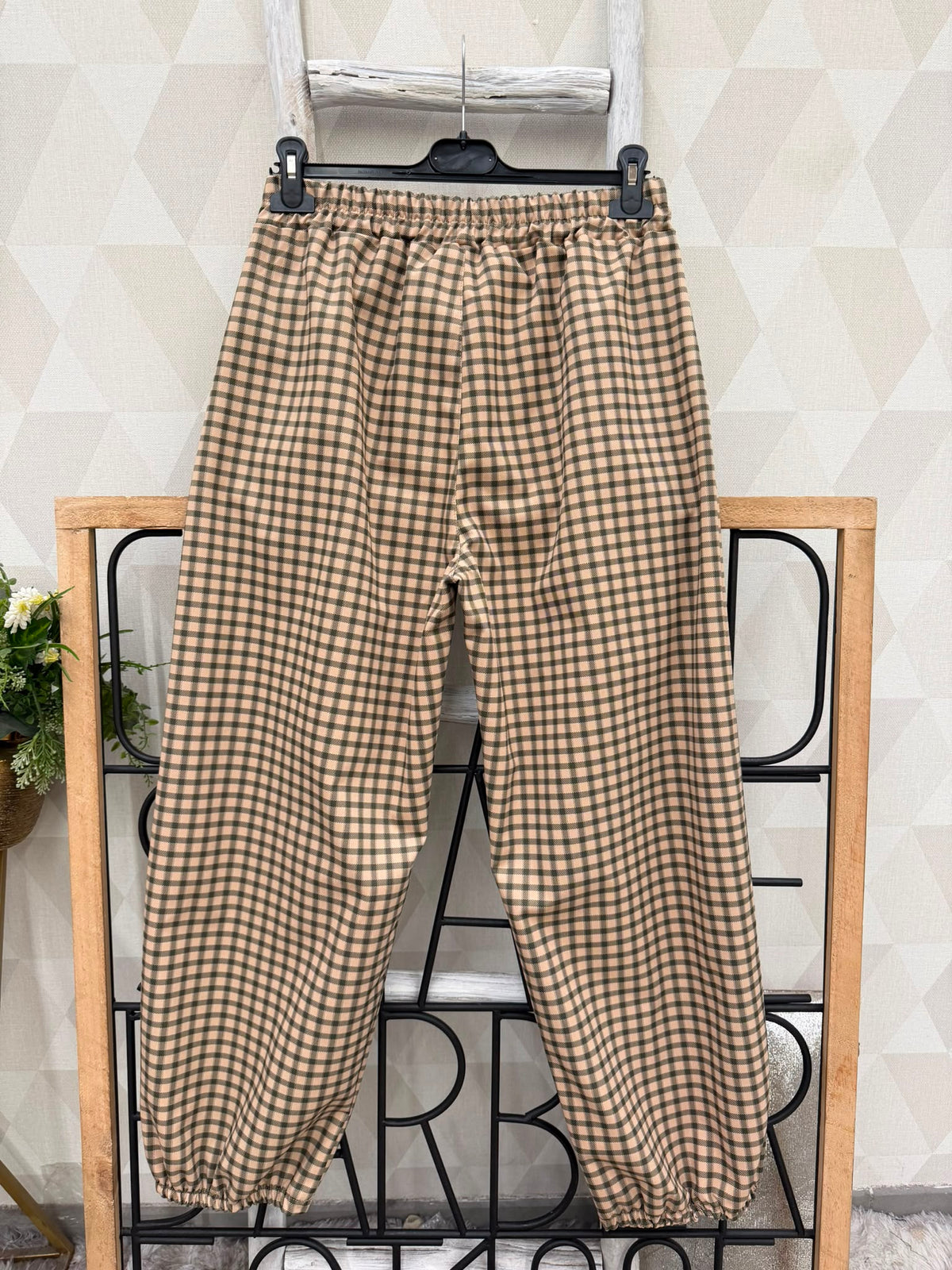 SW571 Khaki Gingham Balloon Pants