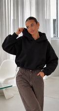 SW574 Black Cosy Warm Hoodie