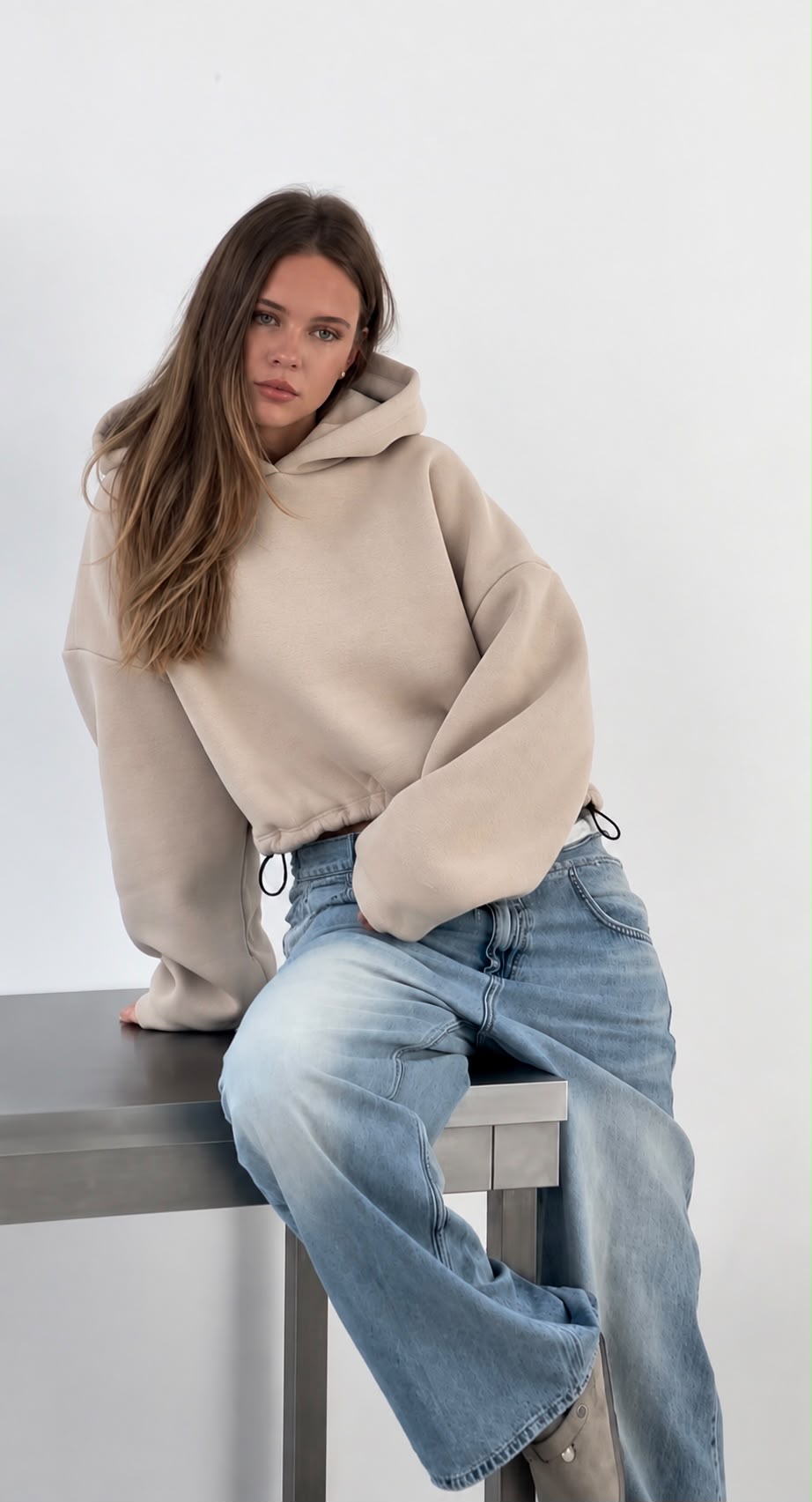 SW577 Beige Cosy Warm Hoodie