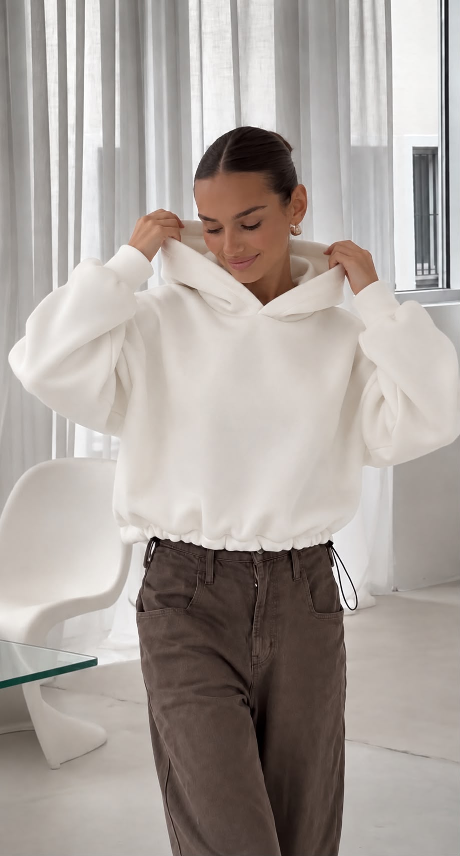 SW578 White Cosy Warm Hoodie