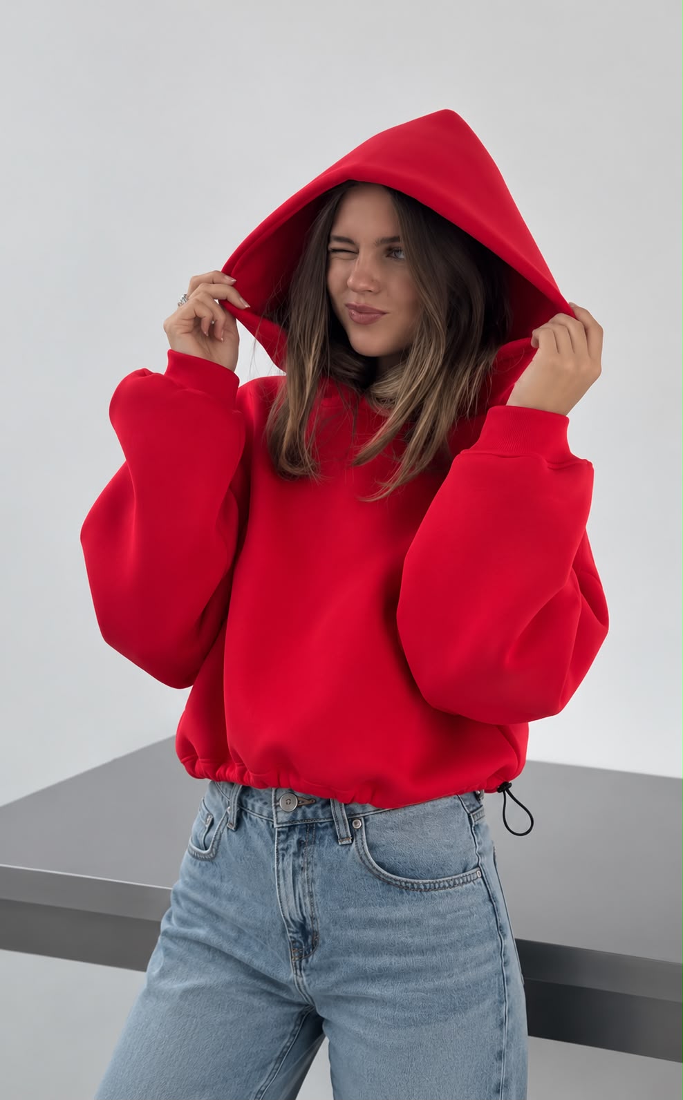 SW579 Red Cosy Warm Hoodie