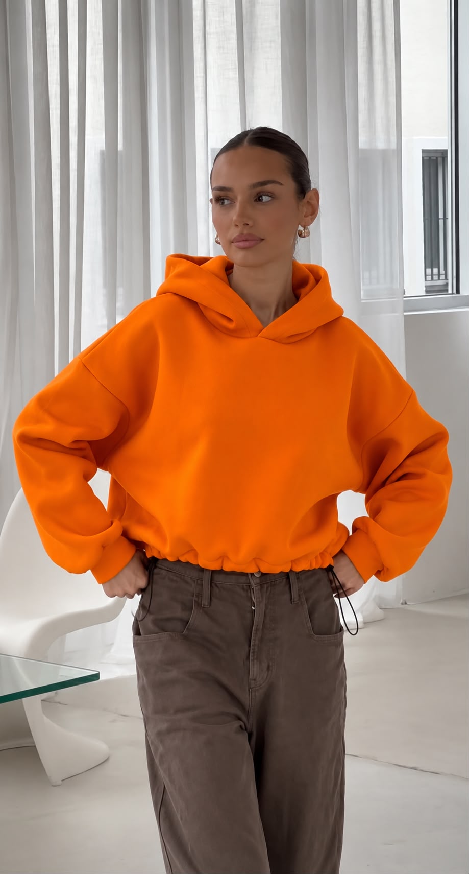 SW584 Orange Cosy Warm Hoodie