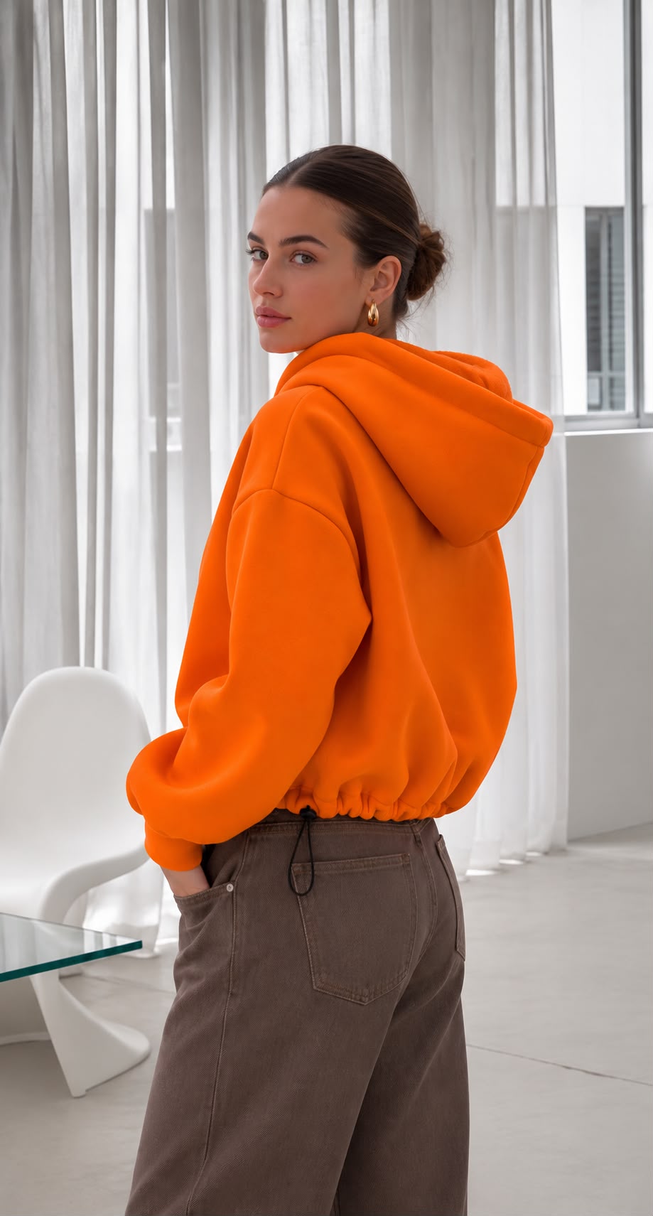 SW584 Orange Cosy Warm Hoodie
