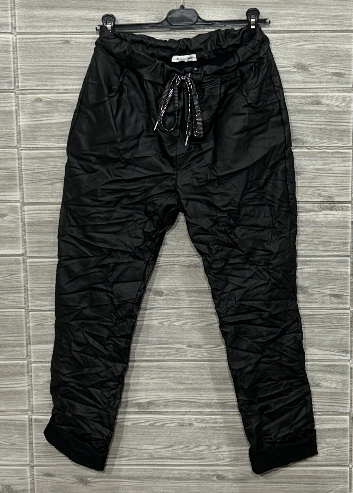 ZO13 Black Coated Jogger Pants