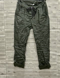 ZO16 Military Green Coated Jogger Pants