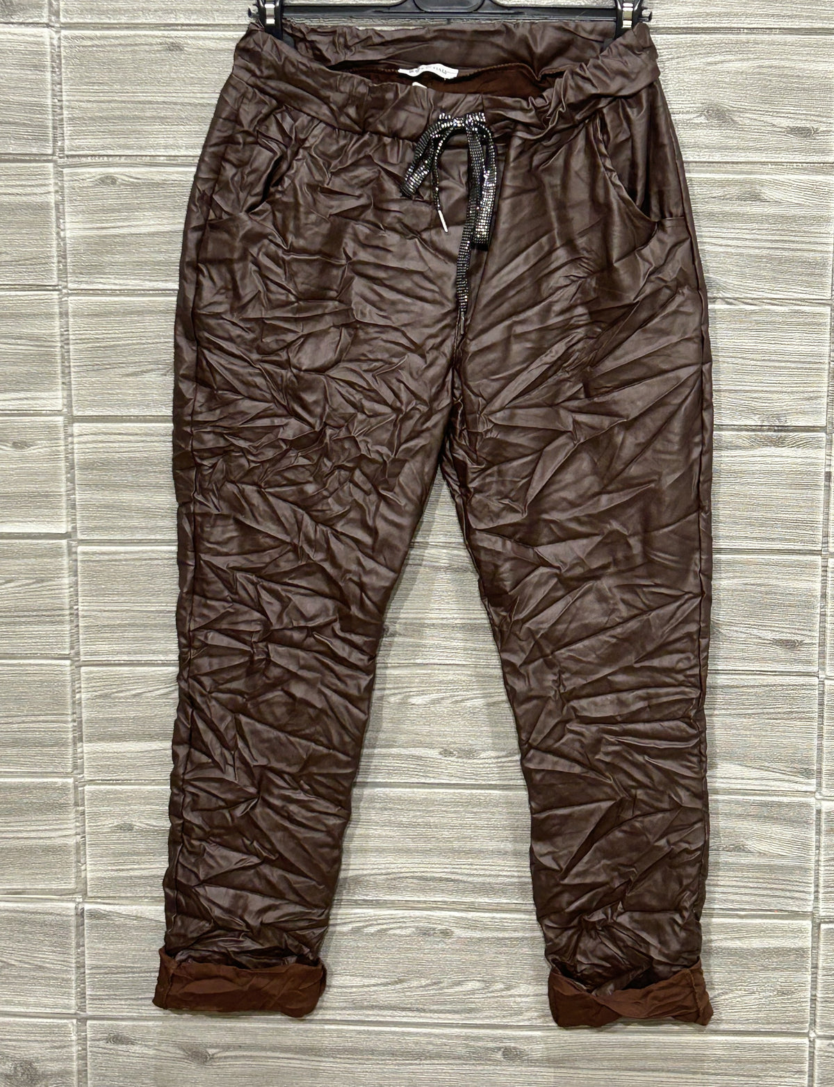 ZO17 Brown Coated Jogger Pants
