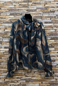 ES134 Navy Abstract Print Blouse