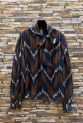 ES132 Navy Chevron Print Blouse