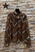 ES131 Dark Brown Chevron Print Blouse