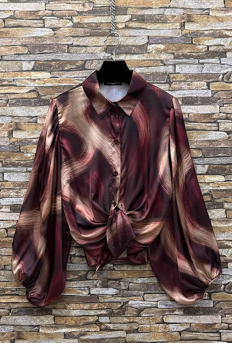 ES137 Burgundy Marble Print Blouse